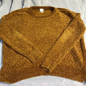 mustard / yellow fuzzy knitted sweater